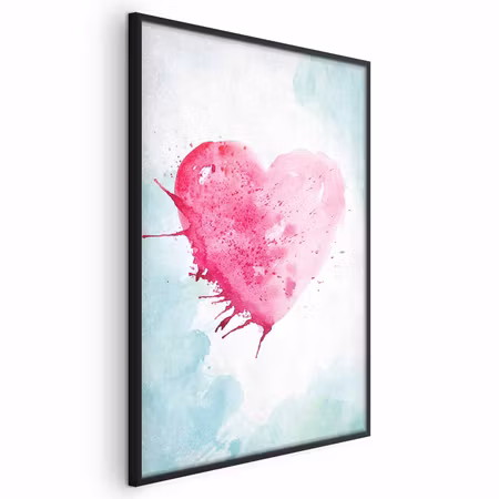 Poster med ram - Watercolor heart