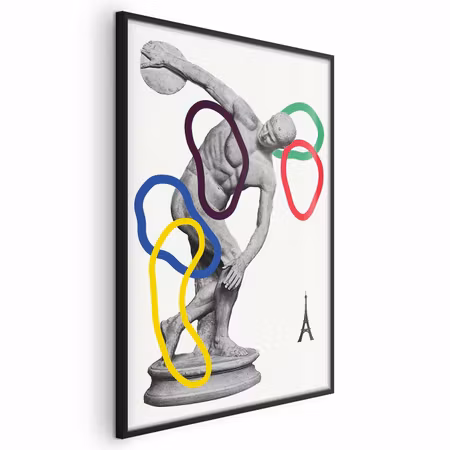 Poster med ram - Collage graphic - discus thrower