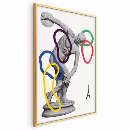 Poster med ram - Collage graphic - discus thrower