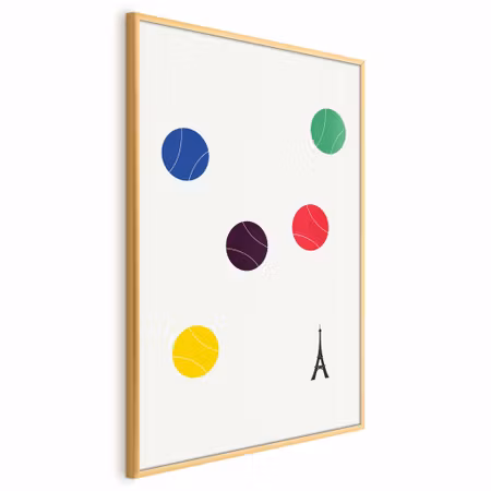 Poster med ram - Eiffel tower and colorful tennis