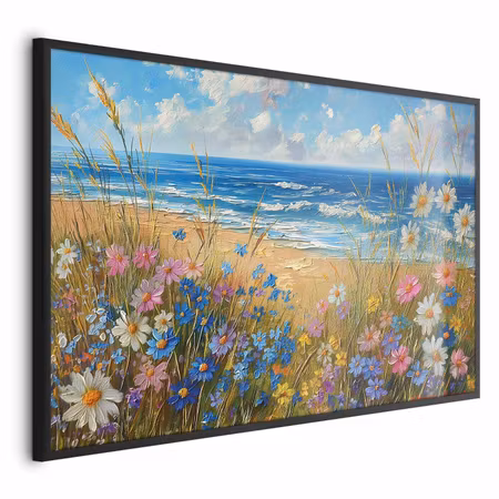 Poster med ram - Seascape wildflowers and a view