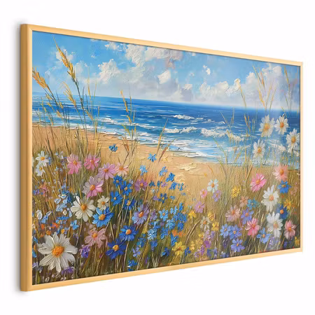 Poster med ram - Seascape wildflowers and a view