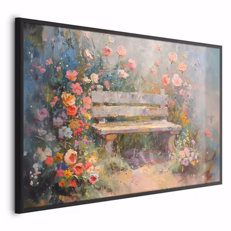Poster med ram - Flowery bench - impressionist of