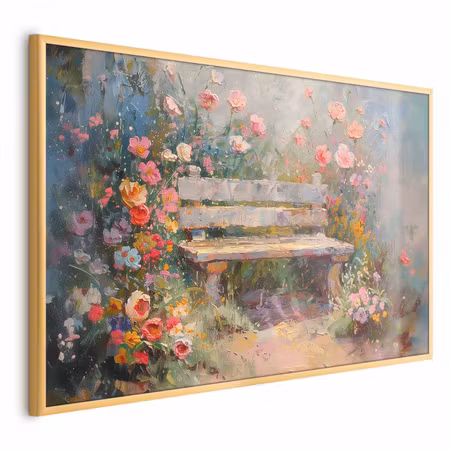 Poster med ram - Flowery bench - impressionist of