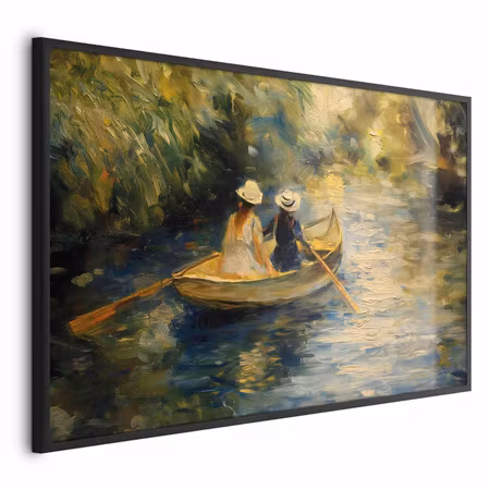 Poster med ram - Boat crossing - painting of two