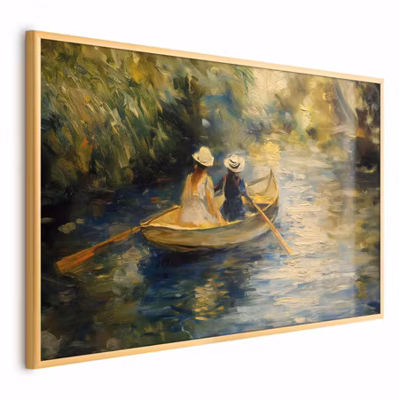 Poster med ram - Boat crossing - painting of two
