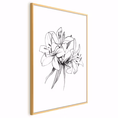 Poster med ram - Drawn flowers