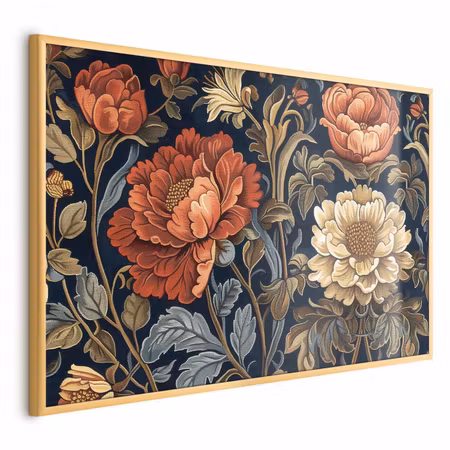 Poster med ram - Tapestry large retro flowers