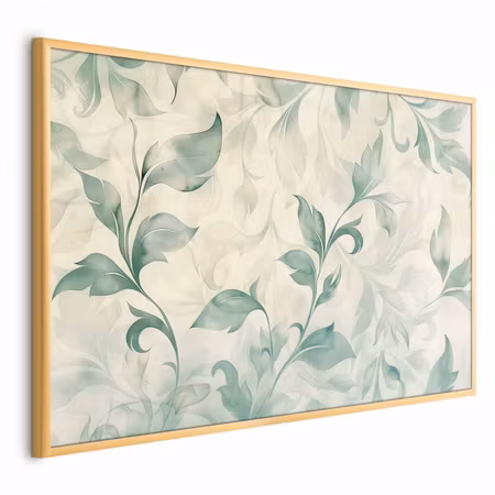 Poster med ram - Watercolor green-beige leaves