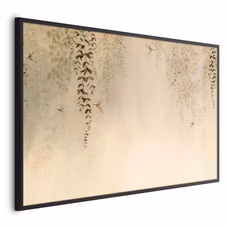 Poster med ram - Beige hummingbirds
