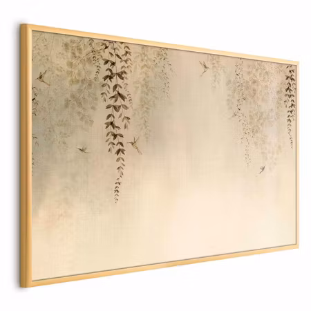 Poster med ram - Beige hummingbirds