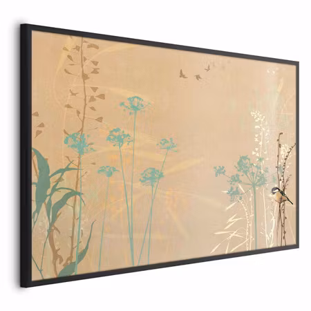 Poster med ram - Bird on a meadow