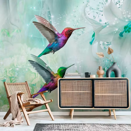 Fototapeter - Colourful Hummingbirds Green