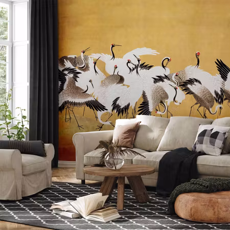 Fototapeter - Japanese Cranes a Flock of Birds