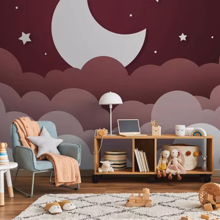 Fototapeter - Moon Dream Clouds in a Maroon Sky