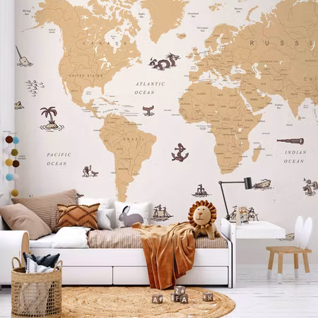Fototapeter - Sea Wolf Map Countries with Pirate