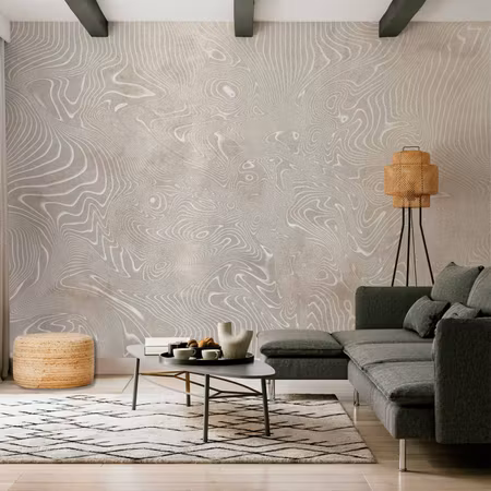 Fototapeter - Flowing Shapes Abstract Beige and