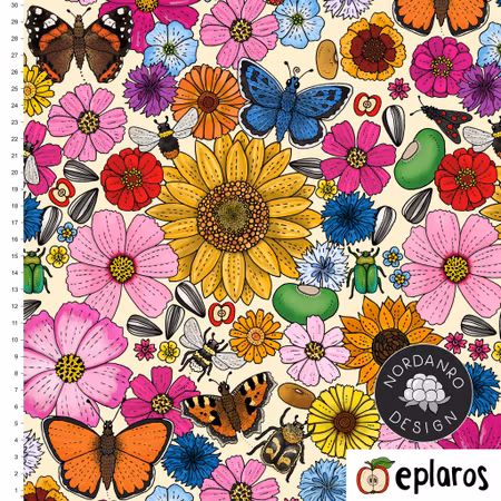 Blomsteräng Creme (13) Jersey // 1,4m