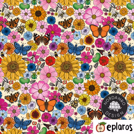 Blomsteräng Creme (13) Jersey // 1,4m