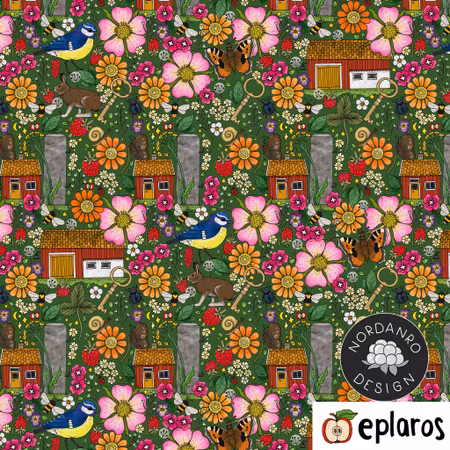 Grusväg Dark Green (10) Poplin