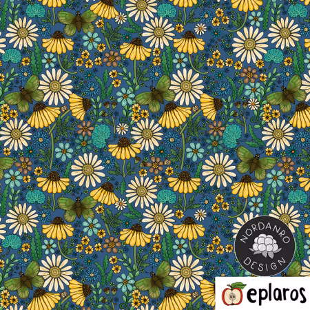 Daisies Deep Blue (03) Viscose Jersey