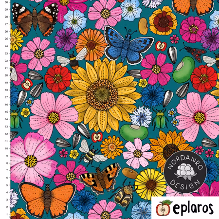 Blomsteräng Teal (23) Jersey // 1,5m