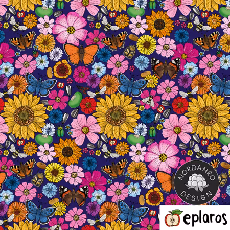 Blomsteräng Dark Blue Canvas