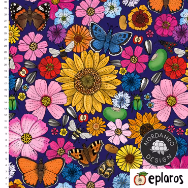 Blomsteräng Dark Blue Canvas