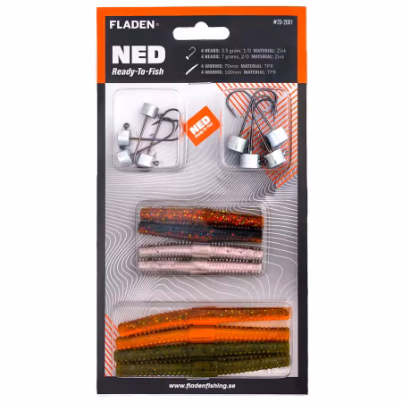 NED ready to fish 8heads 8 worms