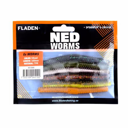 NED worm 6p 10cm assorted
