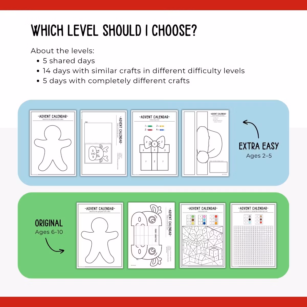 Printable Craft Advent Calendar - Original (24 days)