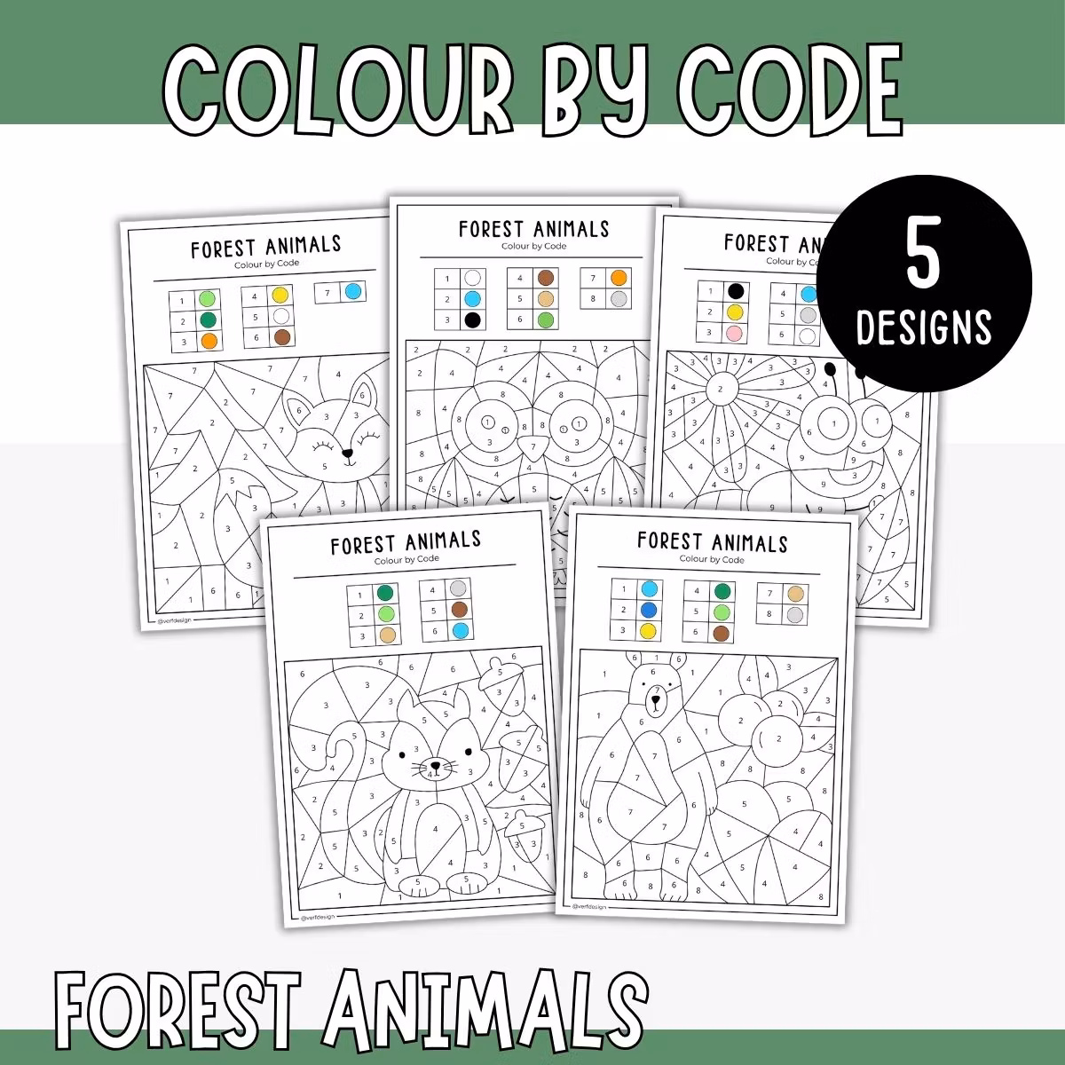 Colour by Code - Forest Animals