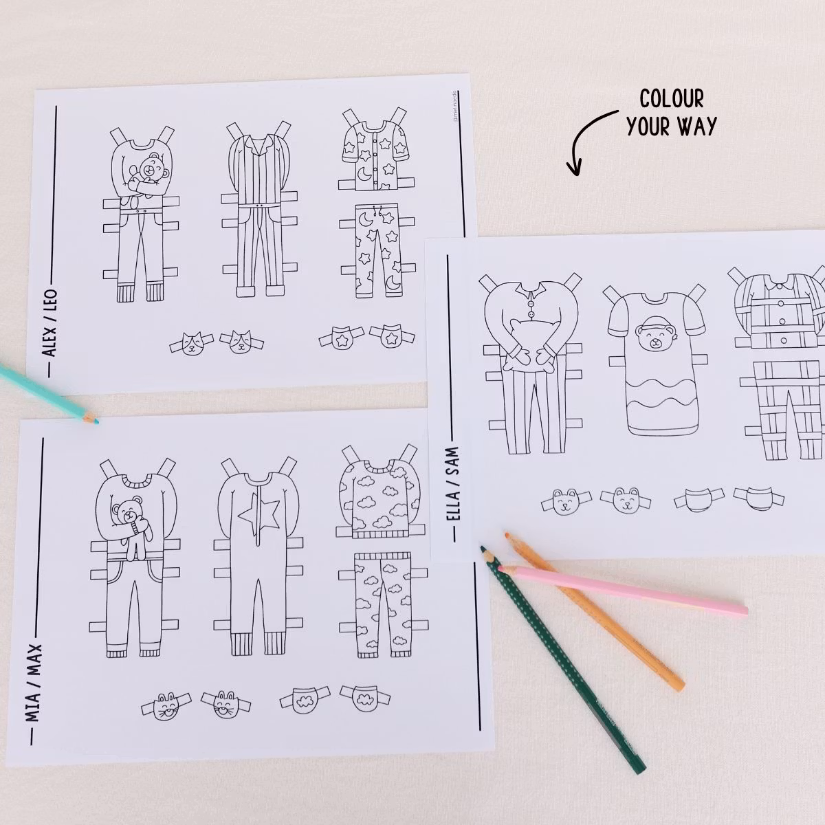 Add-On Set Paper Dolls - Bedtime