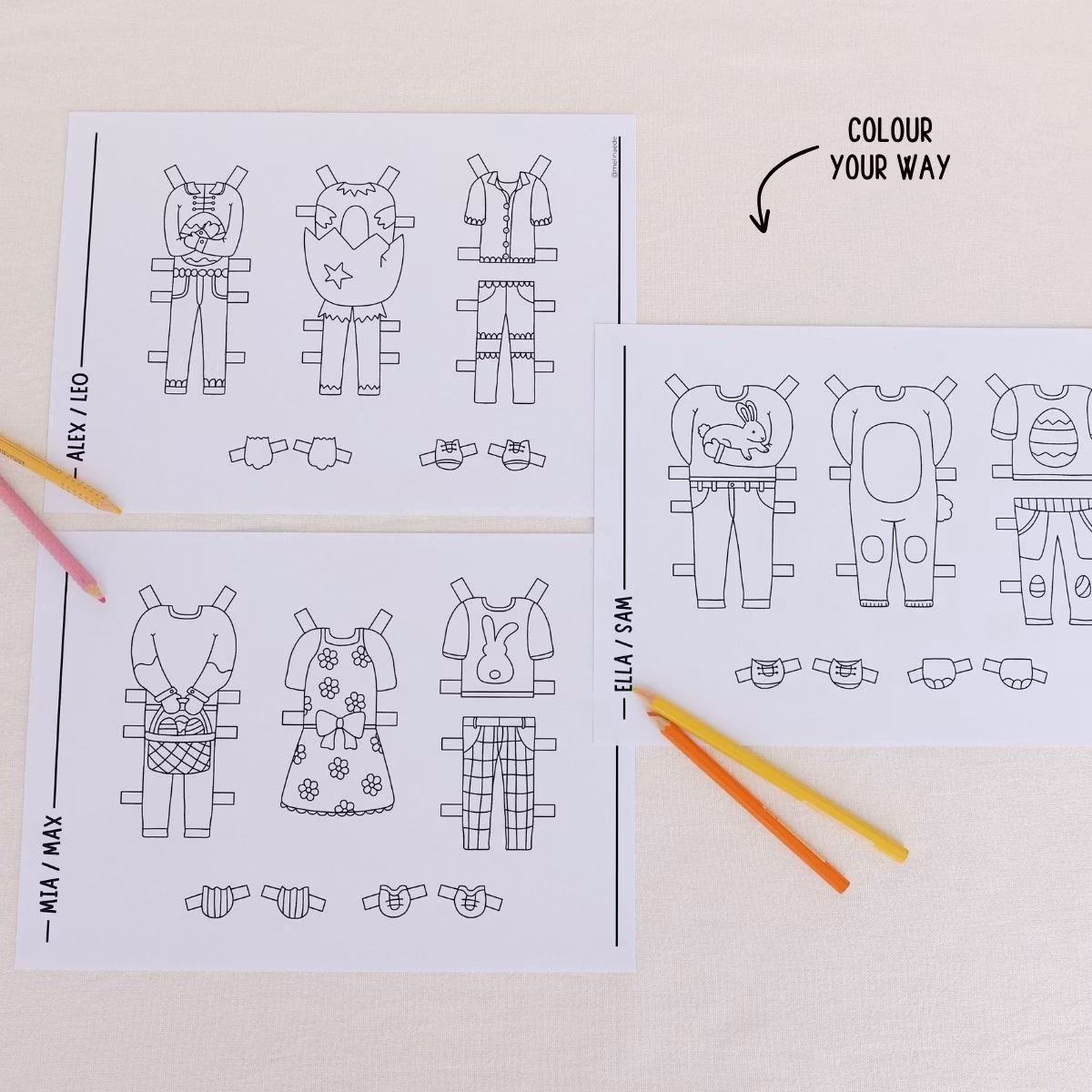 Add-On Set Paper Dolls - Easter