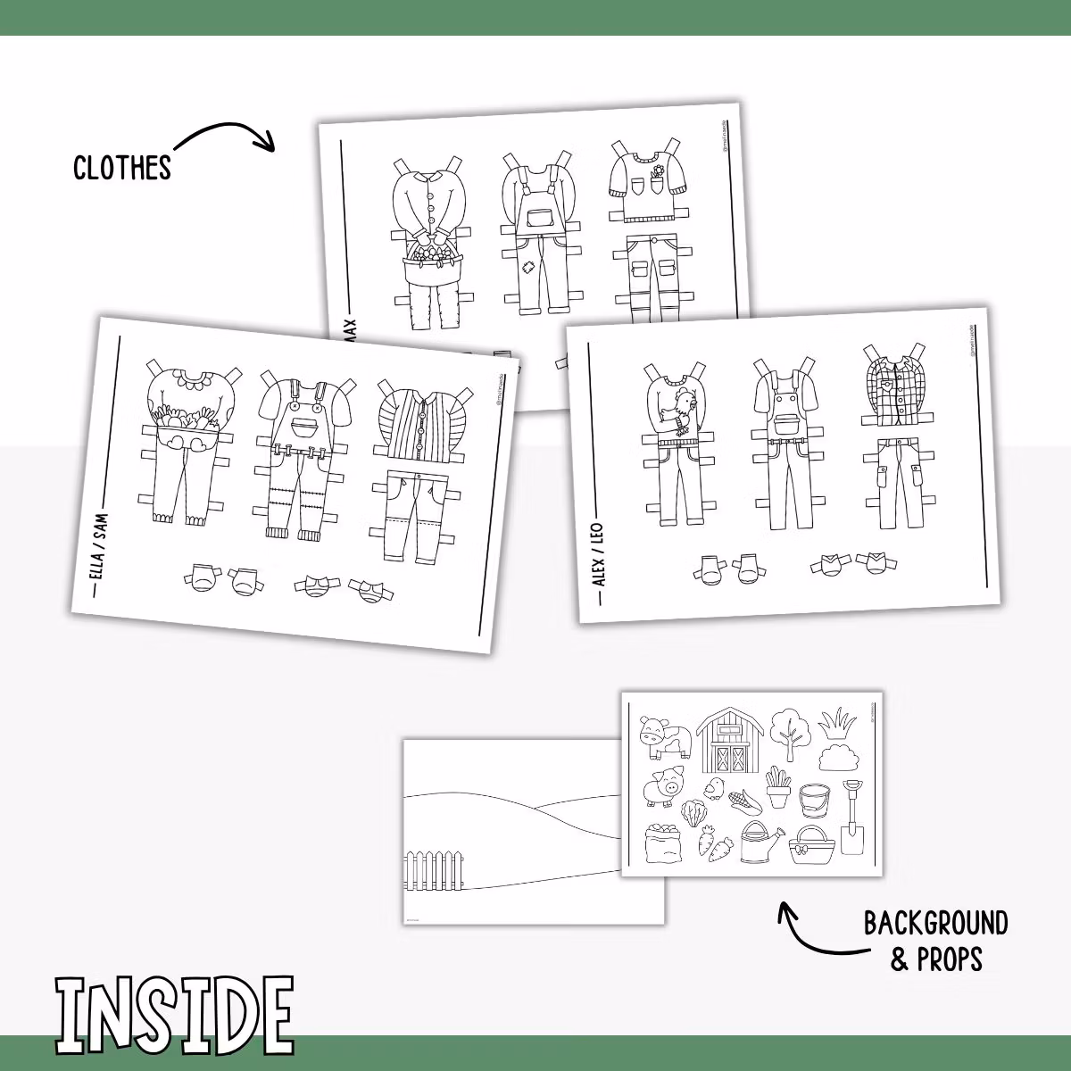 Add-On Set Paper Dolls - Farm