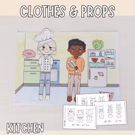 Add-On Set Paper Dolls - Kitchen