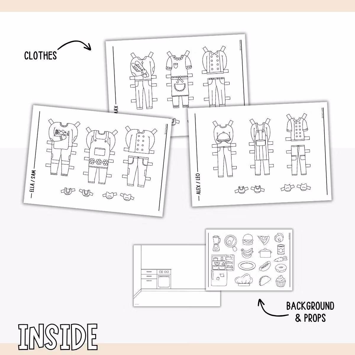 Add-On Set Paper Dolls - Kitchen