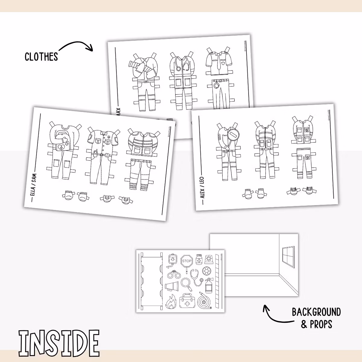 Add-On Set Paper Dolls - Rescue Team