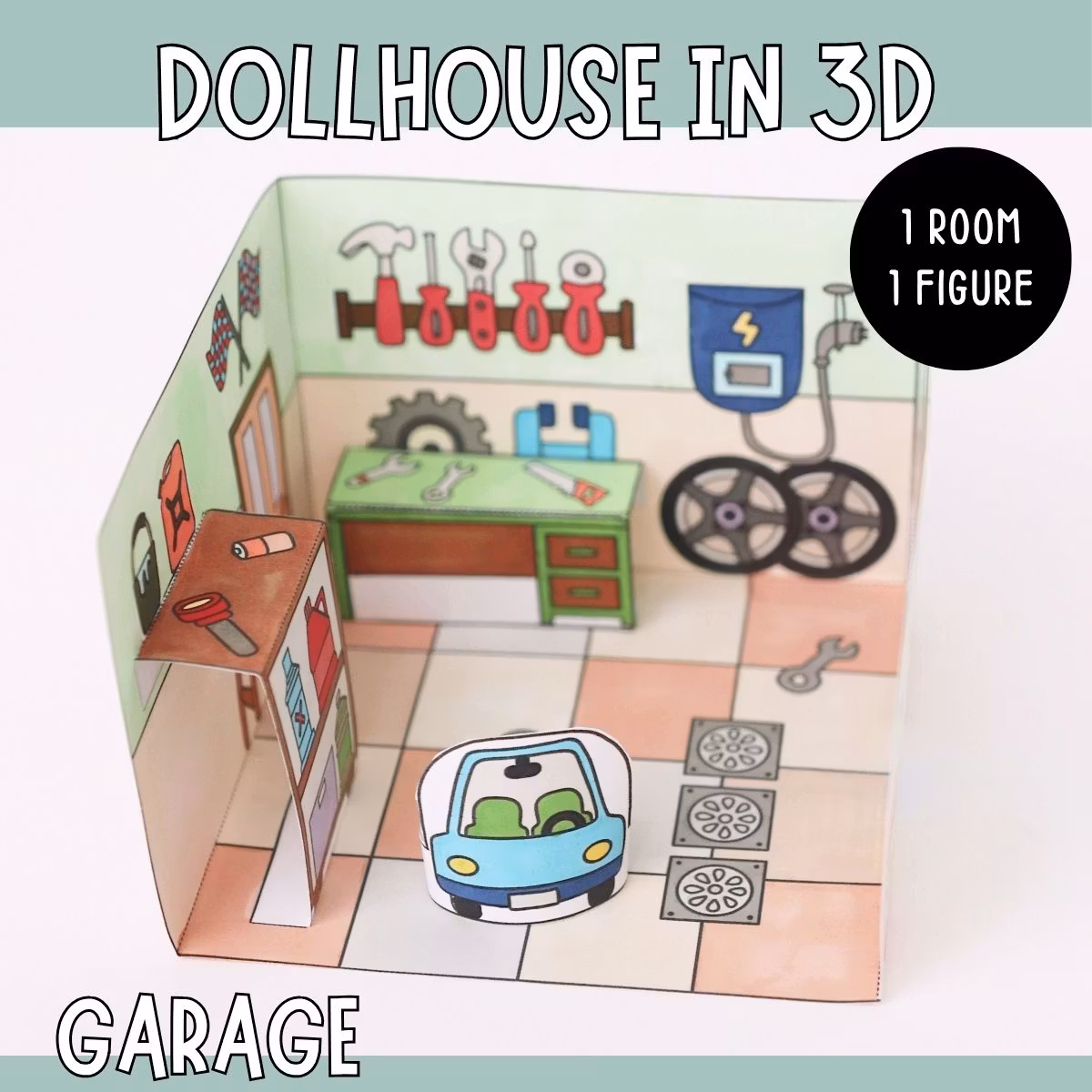 Dollhouse in 3D Craft - Garage