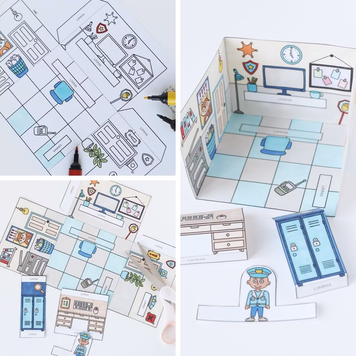 Dollhouse in 3D Craft - Police Station