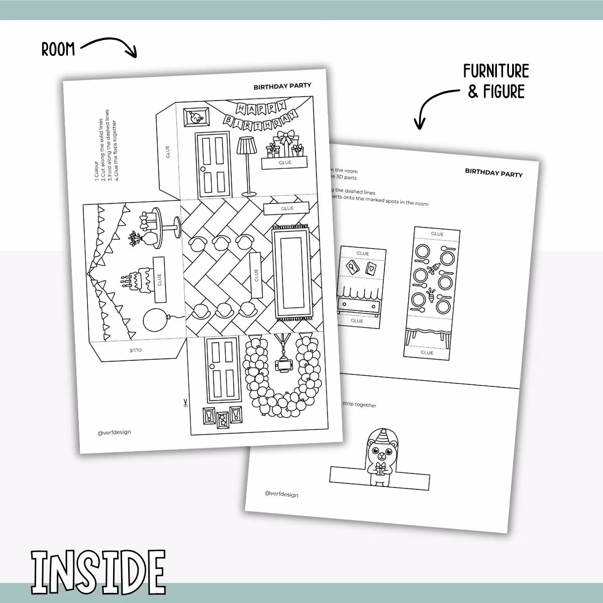 Dollhouse in 3D Craft - Birthday Party