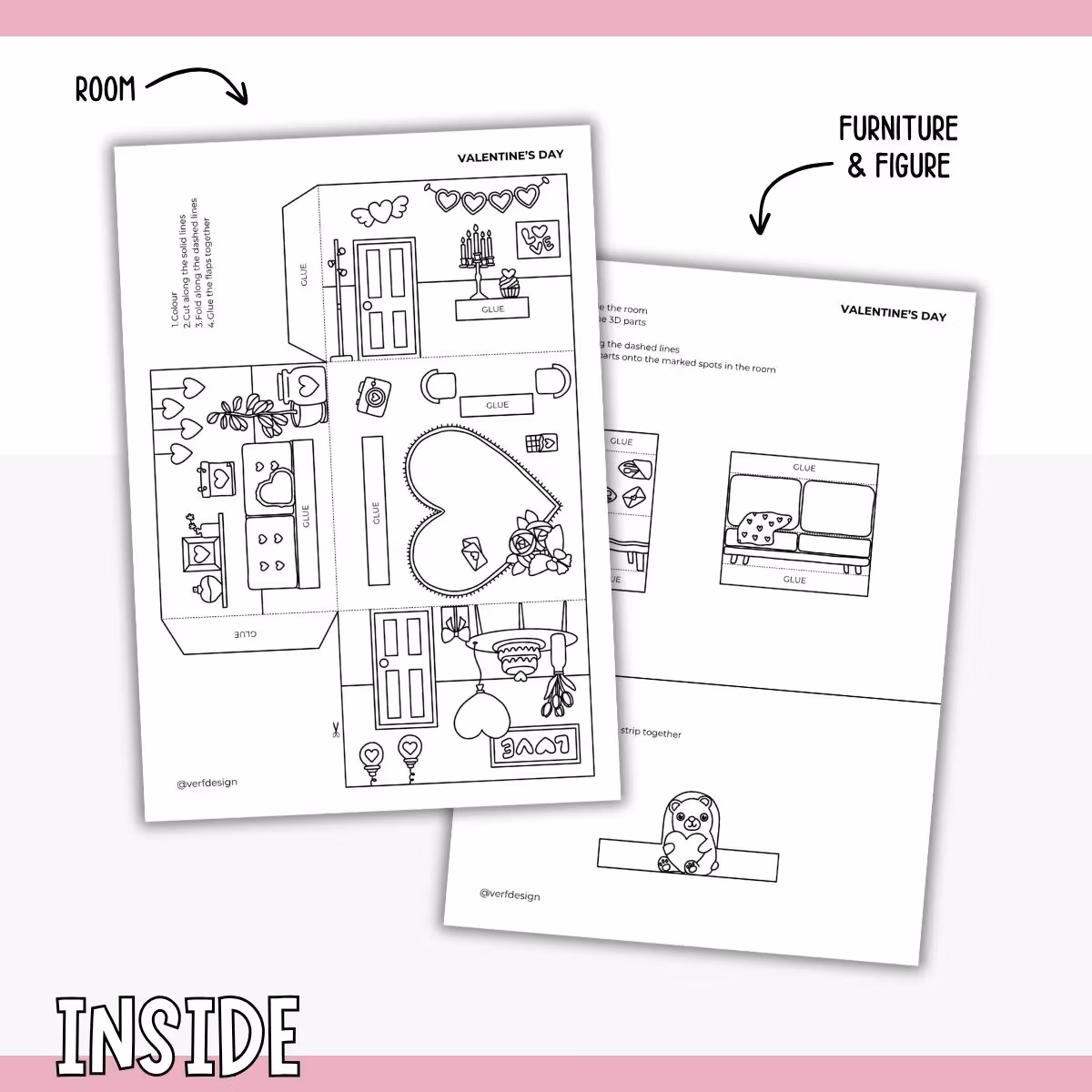 Dollhouse in 3D Craft - Valentine’s Day