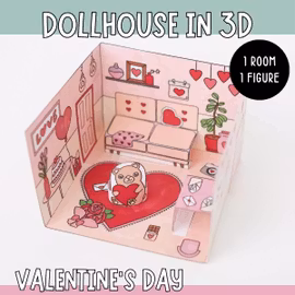 Dollhouse in 3D Craft - Valentine’s Day