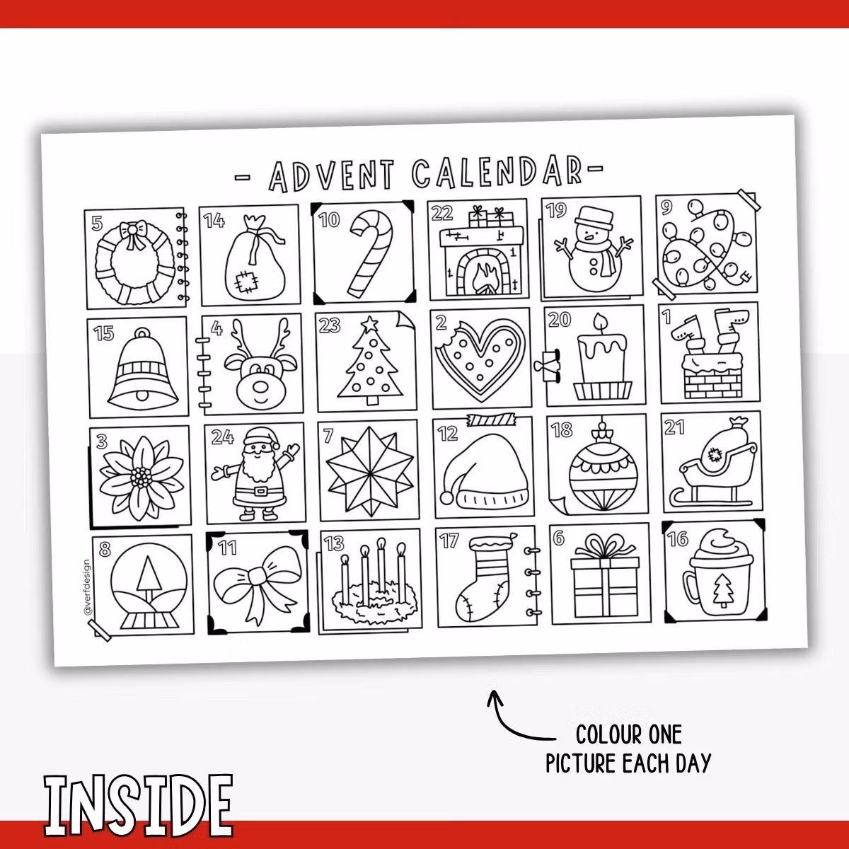 Printable Advent Calendar – Colour each day
