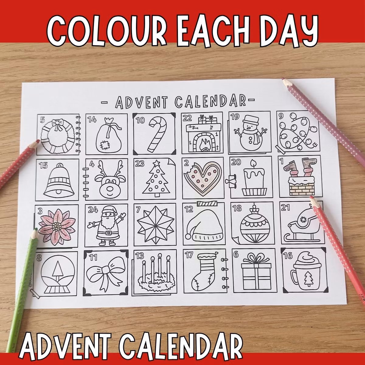 Printable Advent Calendar – Colour each day