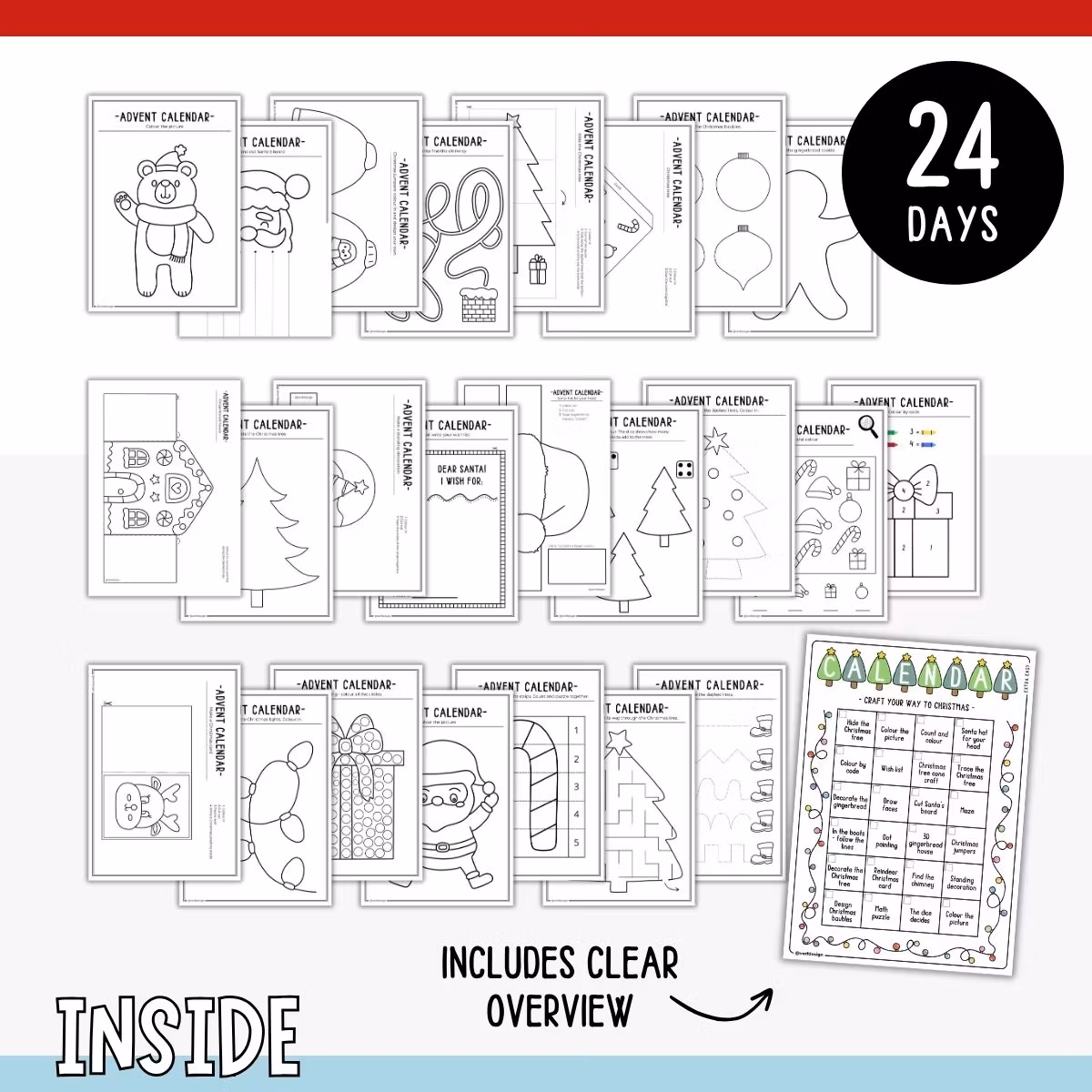 Printable Craft Advent Calendar - Extra Easy (24 days)
