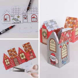 3D Christmas Houses - Printable Craft Templates for Kids