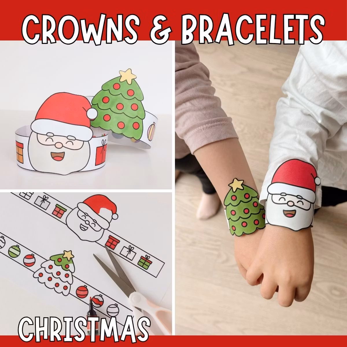 Christmas Bracelets & Crowns - Printable Craft for Kids