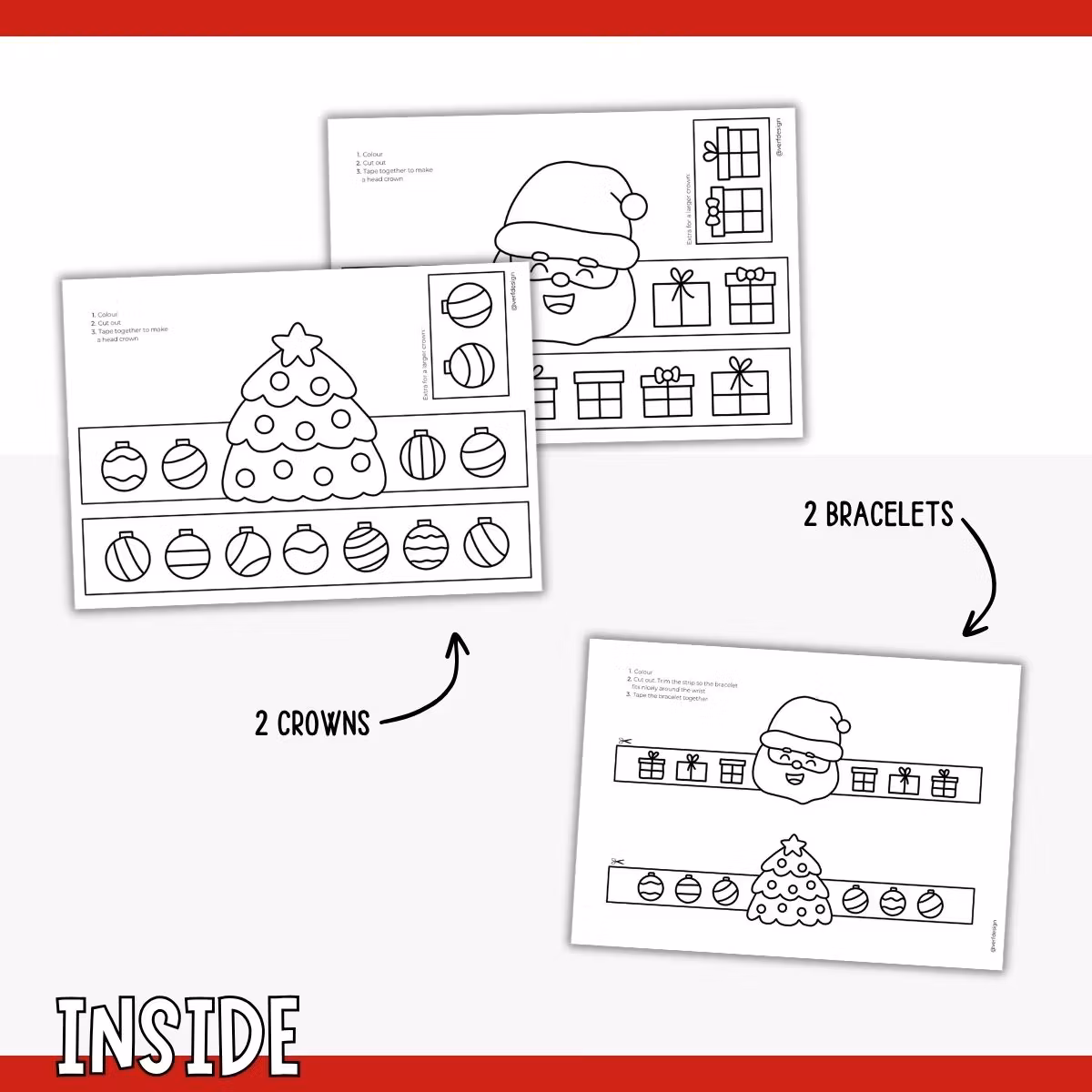 Christmas Bracelets & Crowns - Printable Craft for Kids