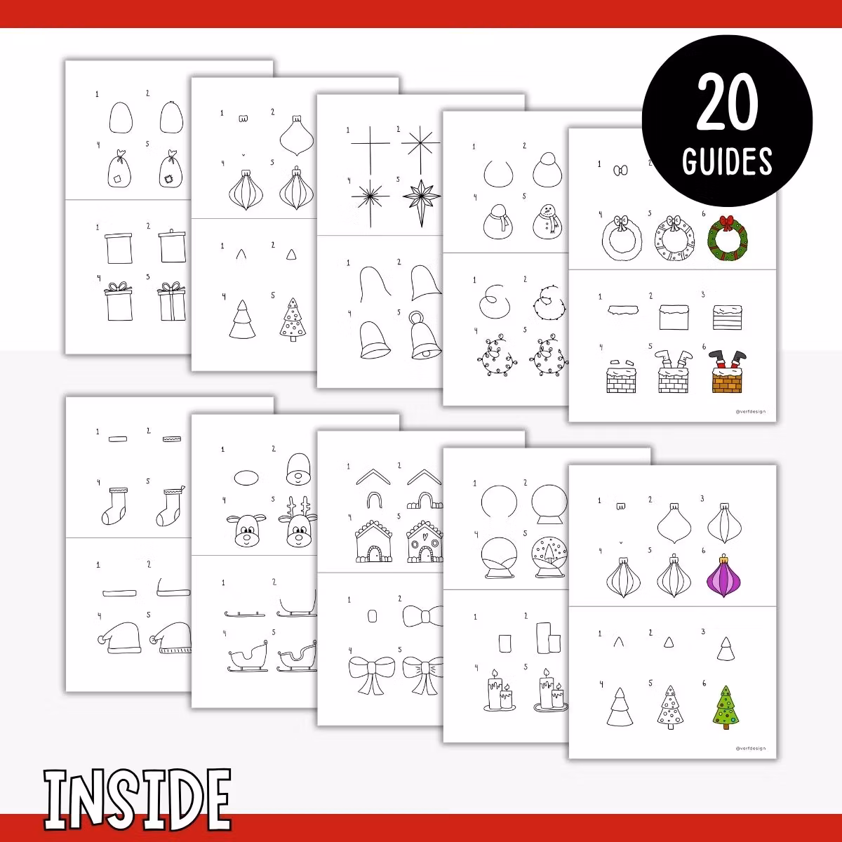 Christmas Drawing Guide - 20 Step-by-Step Pictures